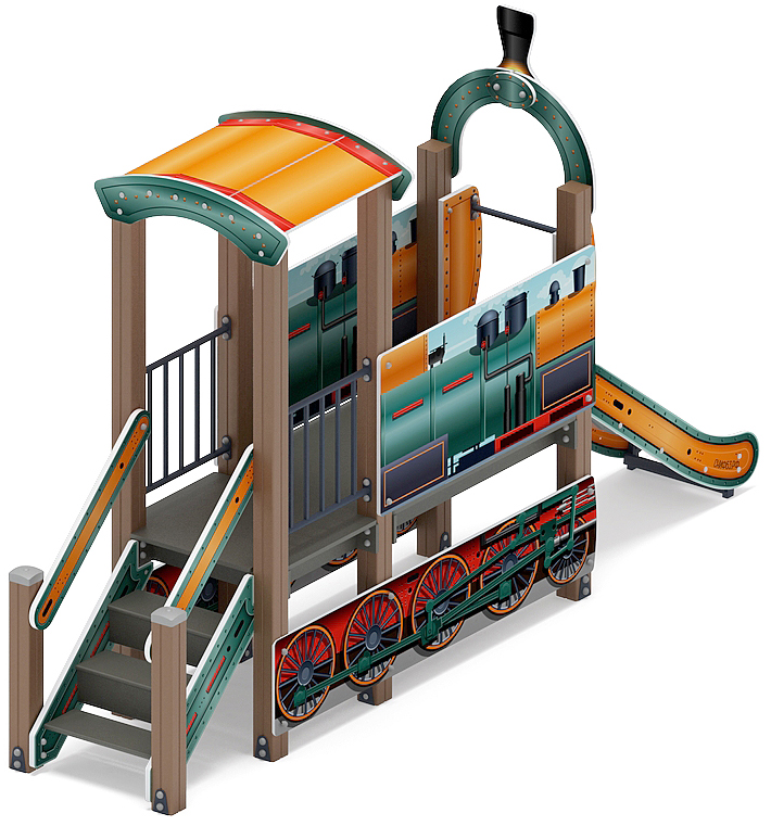 Паровозик (цветной) мини - ДИК 1.03.5.01-17 - Игровой комплекс H=750
