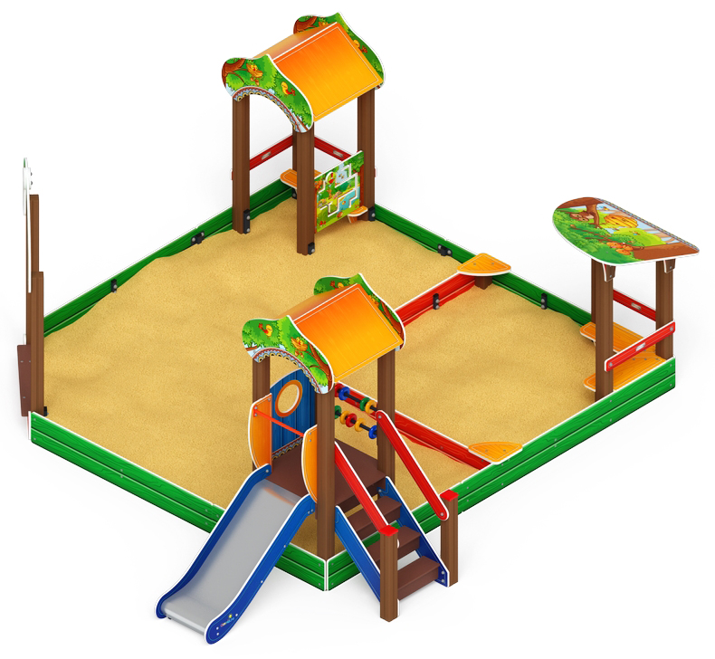 Песочный дворик с горкой Полянка - ИО 6.16.01-01 H=750