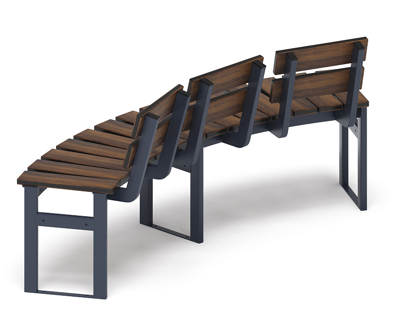 Модульная скамья радиальная (темный дуб) МФ 42.01.19