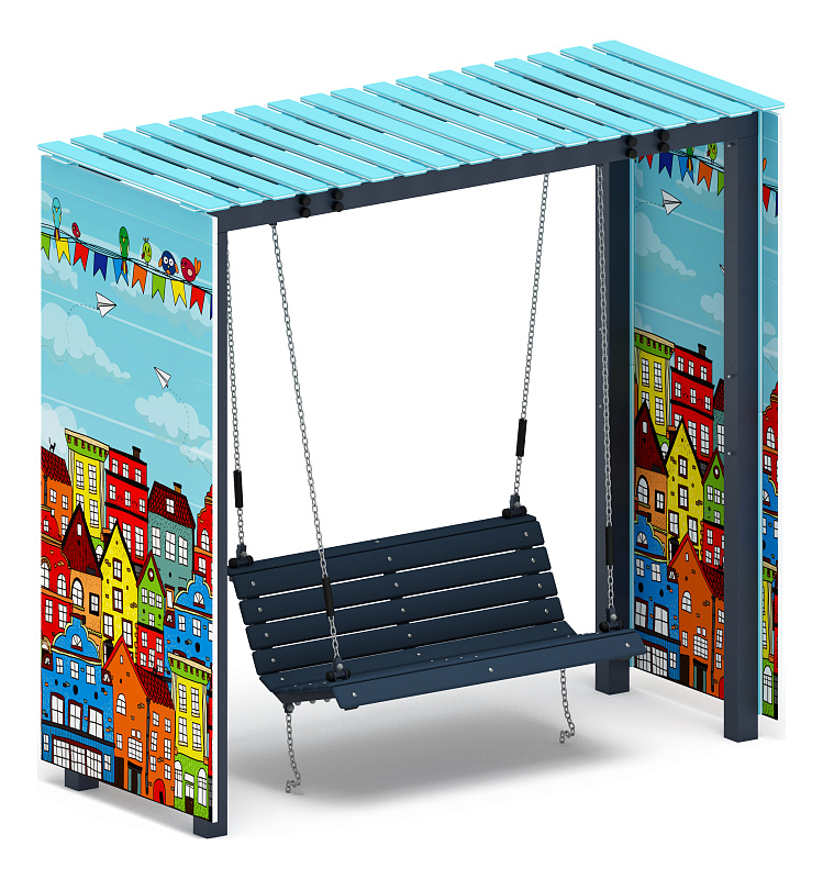 Пергола с диваном (Город) - МФ 78.06.01-05.И1/без поликарбоната/