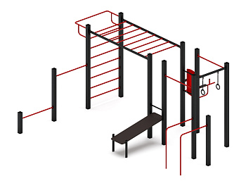 Многофункциональный спортивный комплекс (красный) МК 100.04-01