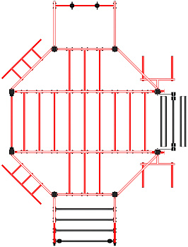 Многофункциональный спортивный комплекс (красный) МК 100.01-01