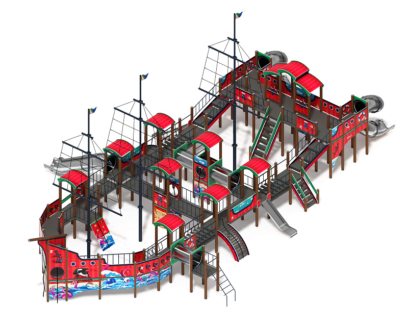 Баркентина (Мульт) - ДИК 2.03.3.06-20 - Игровой комплекс (нержавейка скат) H=1200, Н=1500, Н=2000
