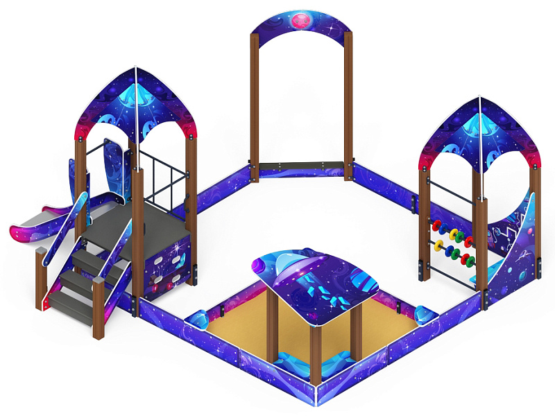 Песочный дворик с горкой Космопорт (Космос) - ИО 6.14.01-02 H=750