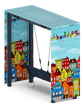 Пергола с диваном (Город) - МФ 78.06.01-04.И1 /с поликарбонатом/