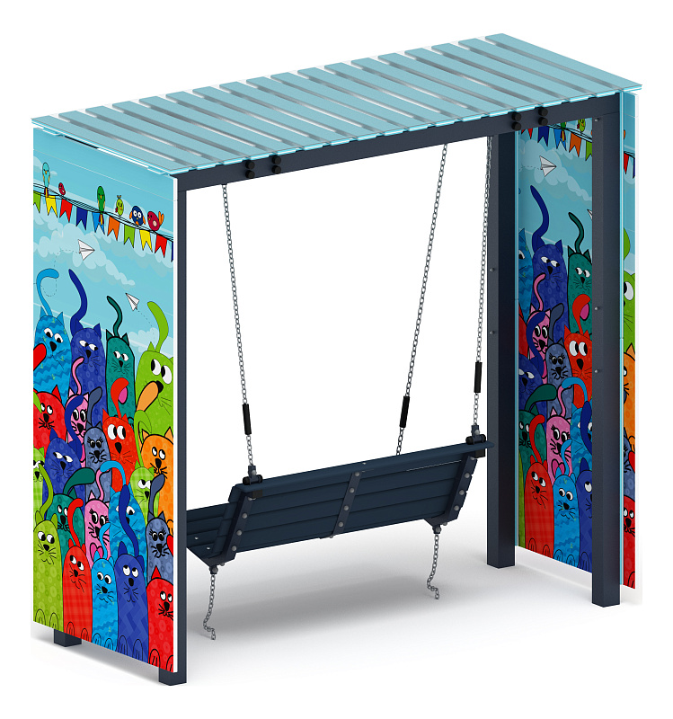 Пергола с диваном (Коты) - МФ 78.06.01-06.И1 /с поликарбонатом/