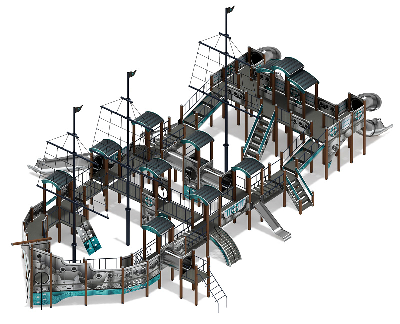 Баркентина (Лагуна) - ДИК 2.03.3.06-22 - Игровой комплекс (нержавейка скат) H=1200, Н=1500, Н=2000