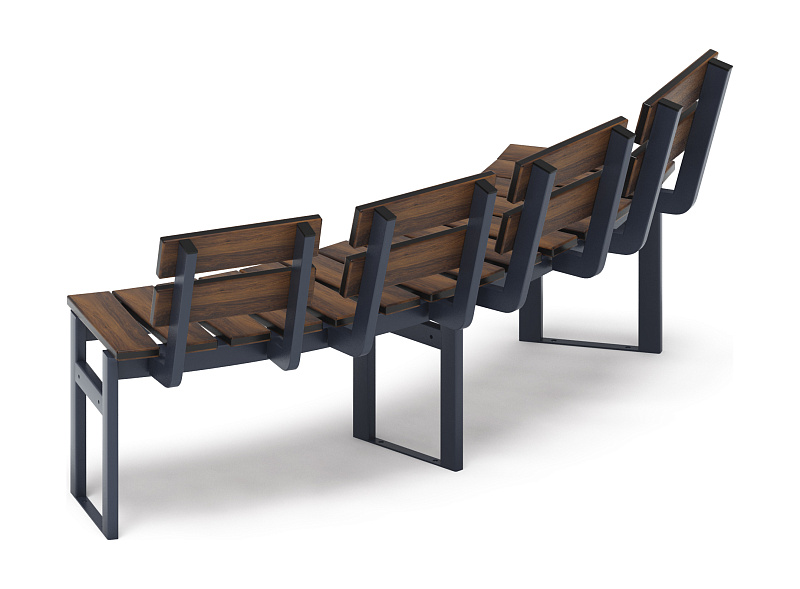Модульная скамья радиальная (темный дуб) МФ 42.01.18
