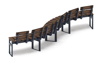 Модульная скамья радиальная (темный дуб) МФ 42.01.21