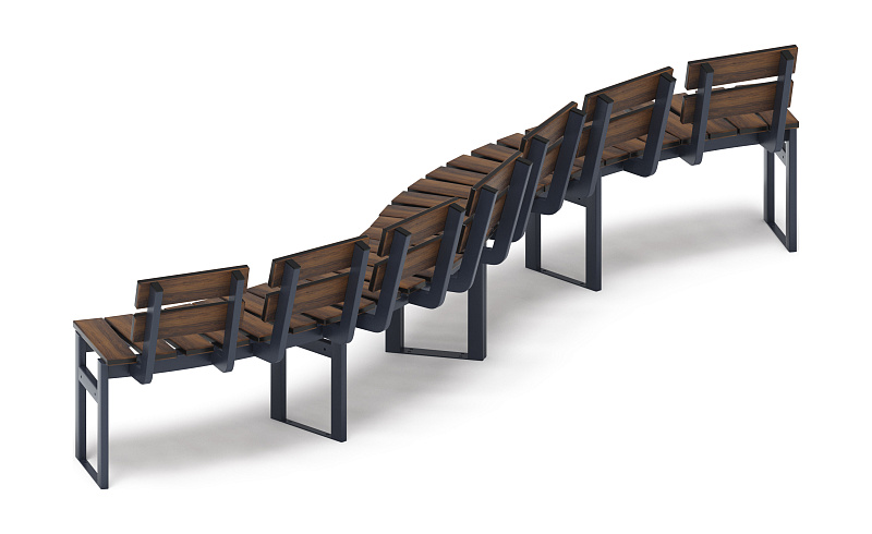Модульная скамья радиальная (темный дуб) МФ 42.01.21