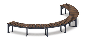 Модульная скамья радиальная (темный дуб) МФ 42.01.24
